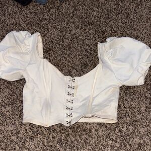 Windsor White Puff Sleeve Crop Top